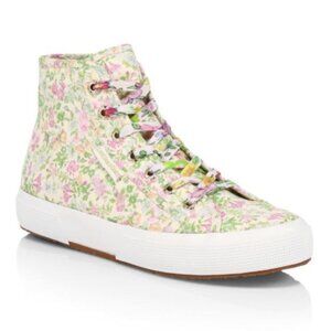 Superga x LoveShackFancy 2795 Floral High Top Sneakers Sz 8 US Strawberry Print